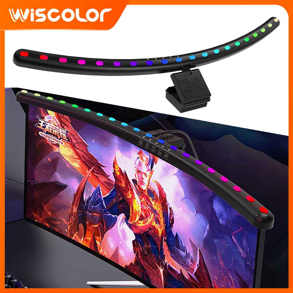 Desk Setup Accessories Aesthetic - Barra de Luz RGBIC para Monitor,