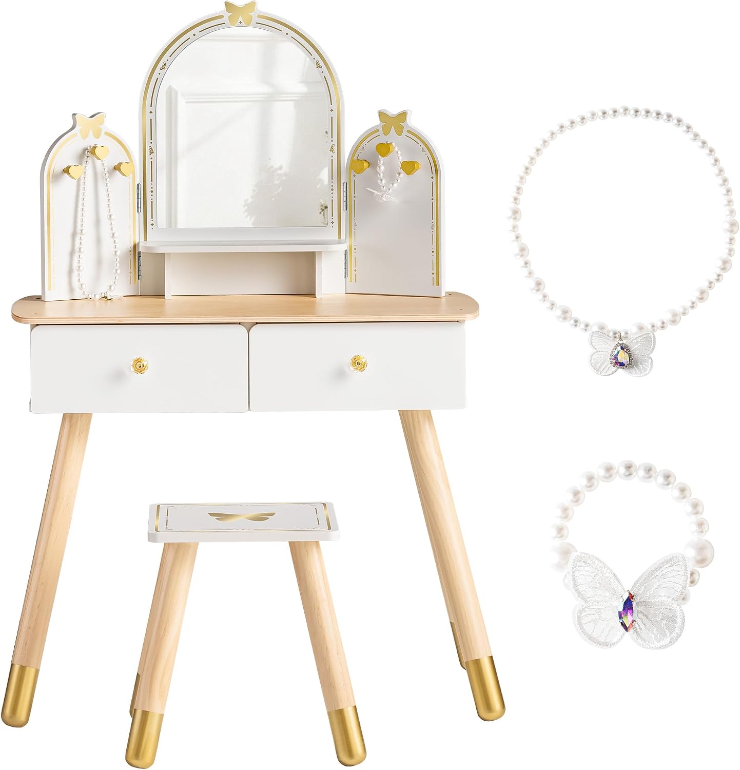 Desk Vanity Setup - Conjunto de Maquiagem Infantil ROBOTIME Branco