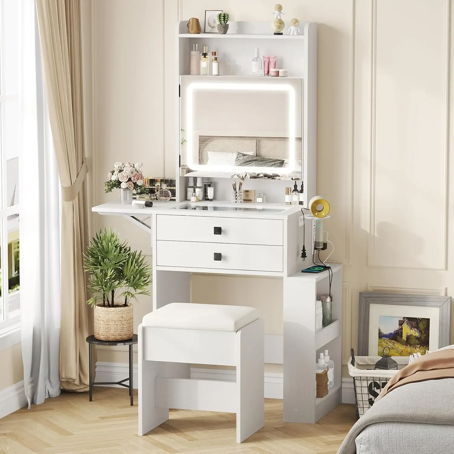 Desk Vanity Setup - Pequena Mesa de Maquiagem com Espelho