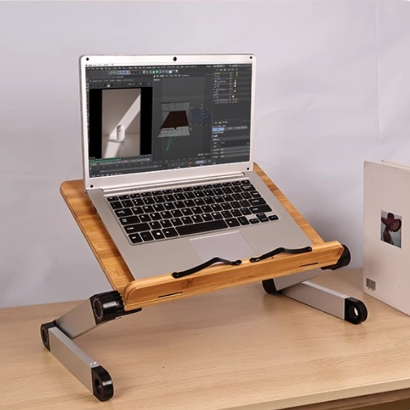 Desk Setup With Ipad - Mesa de cama de bambu ajustável