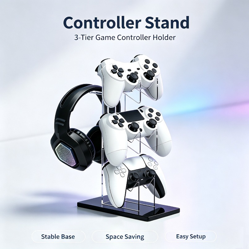 Desk Setup Headphone Stand - Suporte para Jogos com 3 Níveis,