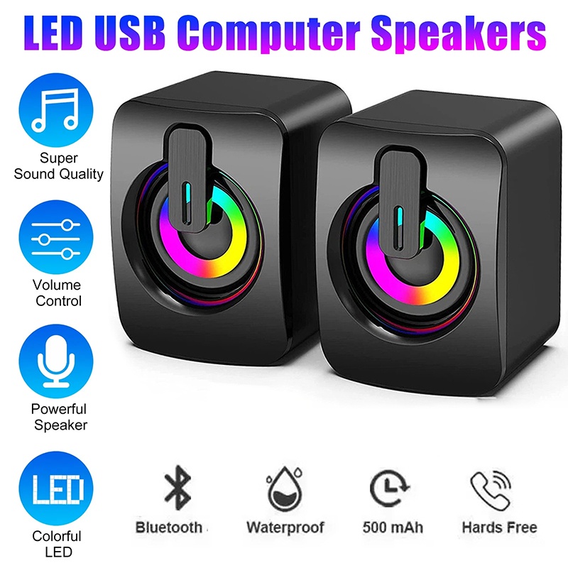 Desk Setup Speakers - Mini alto-falantes para computador, controle de