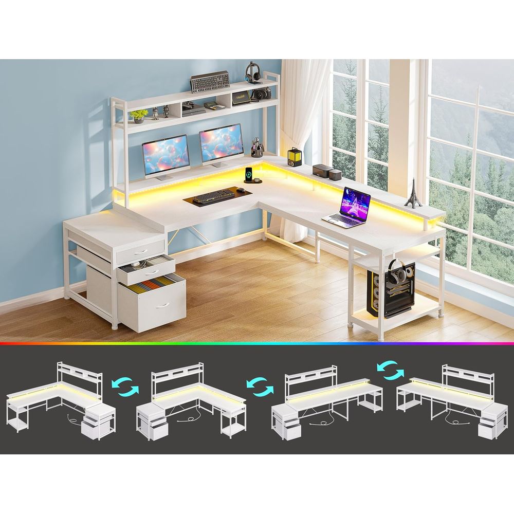 Mesa em L de 104 polegadas par - Desk Setup L Shaped avaliação e preço