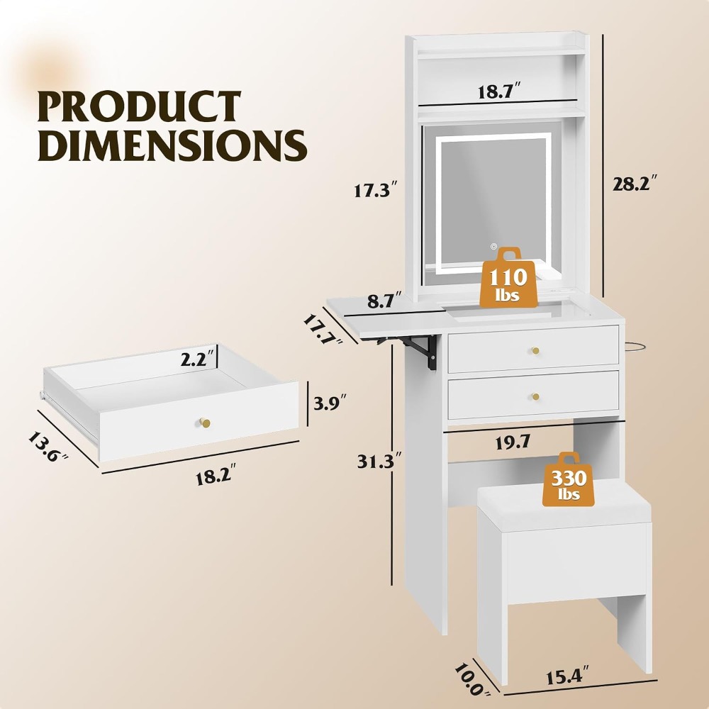 Penteadeira Branca Pequena com - Desk Vanity Setup avaliação e preço