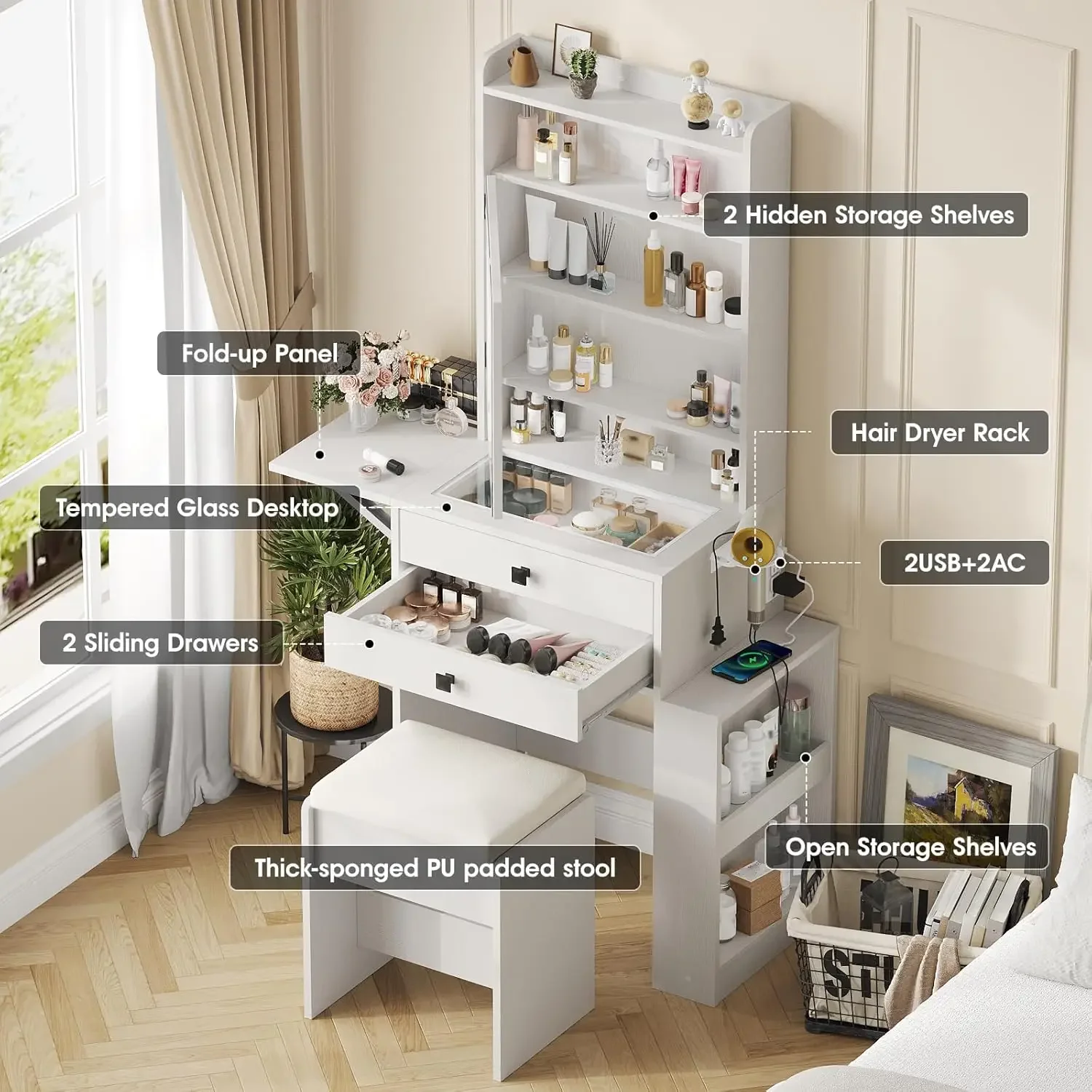 Pequena Mesa de Maquiagem com  - Desk Vanity Setup avaliação e preço