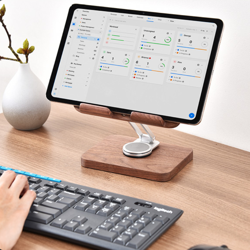 Suporte para iPad em nogueira  - Desk Setup Tablet avaliação e preço
