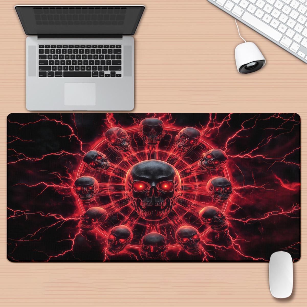 Mouse Pad Gamer Gótico com Crâ - Desk Setup Red avaliação e preço