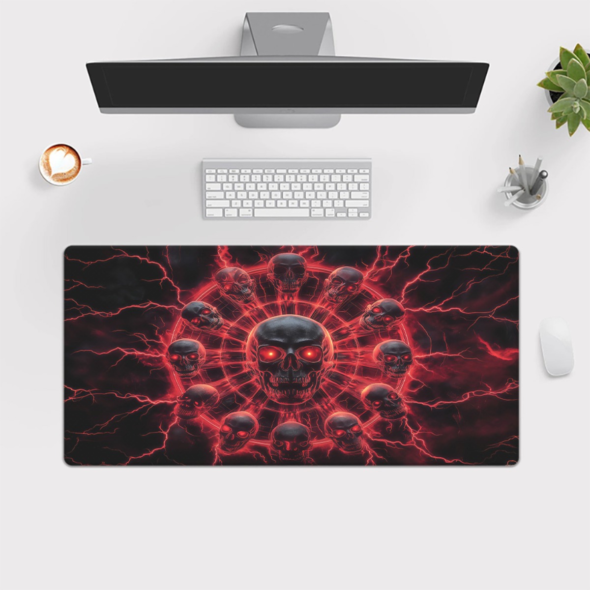 Mouse Pad Gamer Gótico com Crâ - Desk Setup Red avaliação e preço