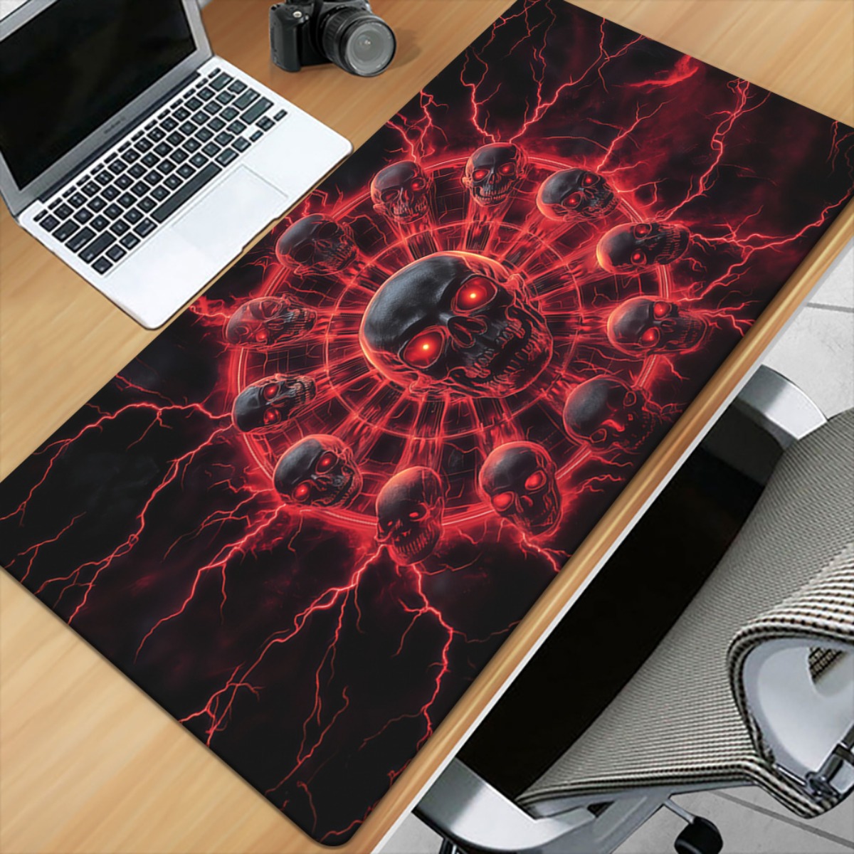 Mouse Pad Gamer Gótico com Crâ - Desk Setup Red avaliação e preço