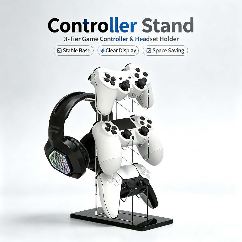 Suporte para Controle com 3 Ní - Desk Setup Headphone Stand avaliação e preço