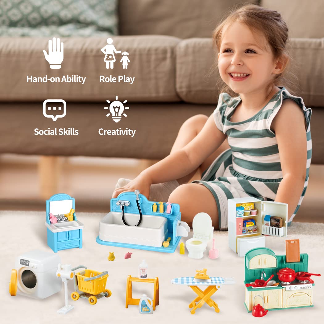 Casa de boneca 1:12, móveis em - Desk Setup Girl avaliação e preço